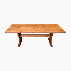 French Bleached Oak Farmhouse Dining Table, 1925