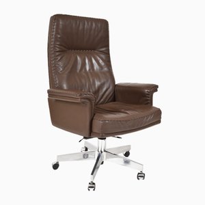 Ds 35 Executive Swivel Leather Office Chair Armchair on Castors from de Sede, Swiss, 1970s
