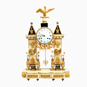 Louis XVI Pendulum Clock in Golden Bronze and Marble Revolution