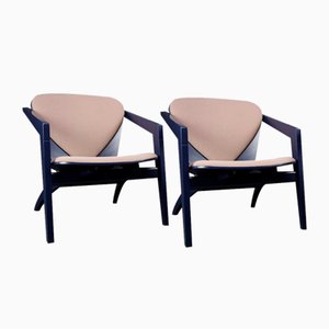 Sillones Butterfly GE 460 en azul de Hans Wegner para Getama, años 80. Juego de 2