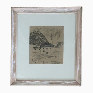 Edmond Bille, Klosters, Grison Suisse, 1957, Crayon sur Papier, Encadré