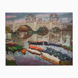 Jackson, Colore invernale di Richmond Bridge, Fine XX secolo, Olio su tela