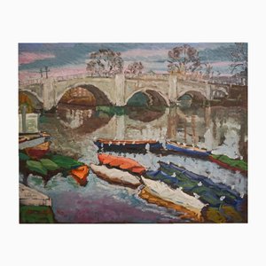 Jackson, Richmond Bridge Winter Colour, Fin du 20e siècle, Huile sur Toile