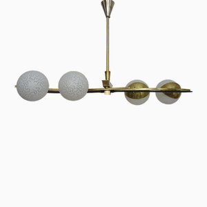 Modernist Black Metal and Brass Chandelier from Maison Arlus, 1950