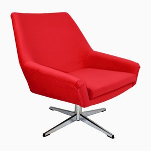 Red Swivel Chair attributed to Veb Metallwaren Naumburg, 1980s