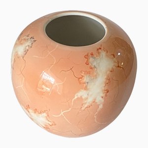 Round Pink Porcelain Vase, Portugal, 1970