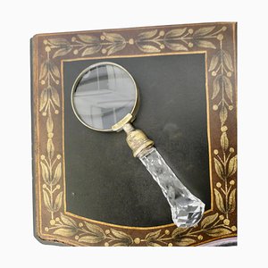 Hand Held Magnifying Glass with Faceted Glass Handle, 1950