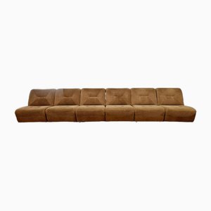 Vintage Brown Modular Sofa, 1970s, Set of 6