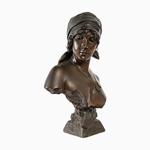 Kleine Bronzebüste einer Frau La Bohémienne, Emmanuel Villanis . zugeschrieben