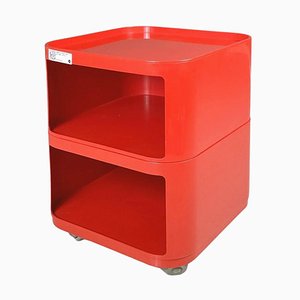 Cajonera modular italiana era espacial roja atribuida a Castelli para Kartell, años 70