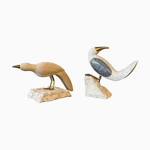 Maitland Smith, Uccelli appollaiati, anni '80, pietra e marmo, set di 2