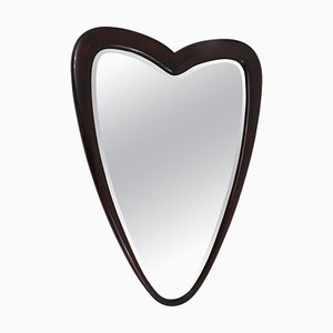 Italian Heart-Shaped Faceted Wall Mirror, 1940s