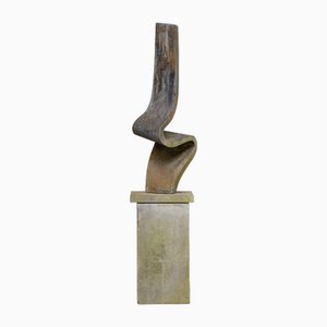 Hein Mader, Sculpture Abstraite, 1990s, Bronze sur Socle en Pierre