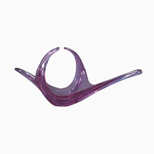 Large Italian Violet Glass Bowl from Murano, 1950s