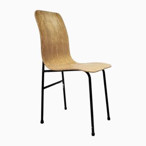 Sedia Mid-Century in legno curvato e acciaio, anni '50