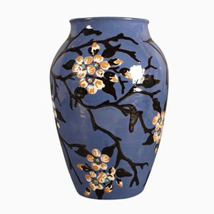 Große Französische Vintage Jugenstil Vase aus Keramik