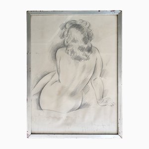 Emile-François Chambon, Femme nue de dos, 1944, Lápiz sobre papel, Enmarcado