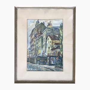 Harry Urban, Les Terreaux, Genève, Aquarell auf Papier, gerahmt