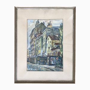 Harry Urban, Les Terreaux, Genève, Watercolor on Paper, Framed