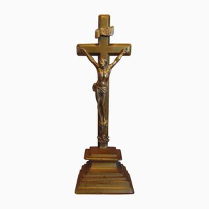 Jugendstil Messing Stehendes Kreuz, 1890er