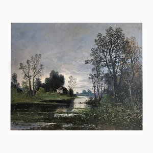 Giuseppe Zago, La petite maison grise, Oil on Canvas