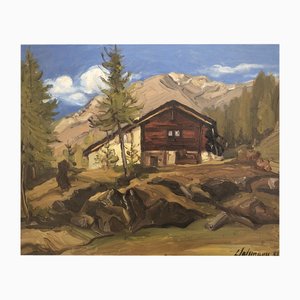 Louis Henri Salzmann, Chalet en montagne, 1937, Oil on Canvas