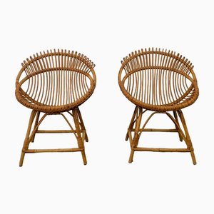 Set of Bamboo Armchairs attributed to Franco Albini, 1950s