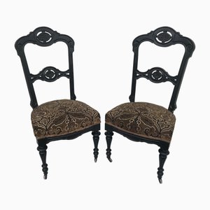 Black Side Chairs, 19th Century, Set of 2