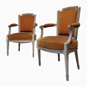 Louis XVI Armchairs in Lacquered Wood, 1700s, Set of 2