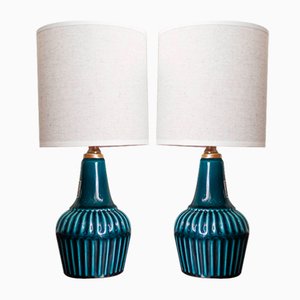 Blue Ceramic Table Lamps from Secla, 1960s, Set of 2