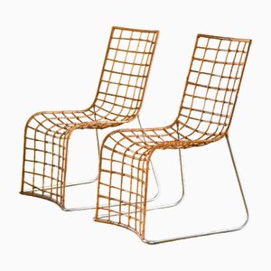 Rattan Chairs with Metal Structure, 1980, Set of 2