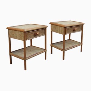 Italian Bamboo Bedside Tables, 1960, Set of 2
