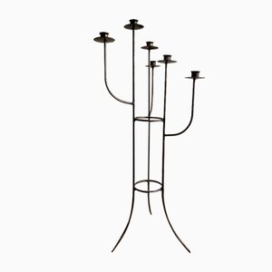 Candelabra with Six Stems in Aged Metal, 1980s