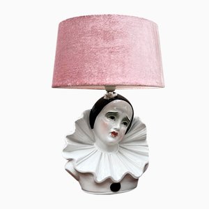 Vintage French Pierrot Table Lamp in Ceramic, 1970s