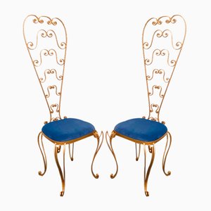 Set of Mid-Century Modern Italian Vanity Chairs in Gold Iron by Pier Luigi Colli, 1950s