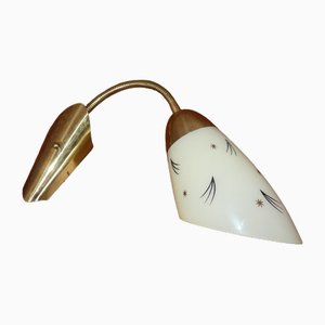 Wandlampe aus Glas mit Schwanenhals, 1950er