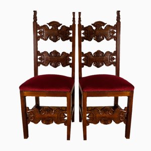 Antique Italian Renaissance Style Chairs, 1890s, Set of 2