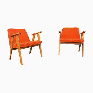Vintage 366 Easy Chairs by Józef Chierowski, 1960, Set of 2