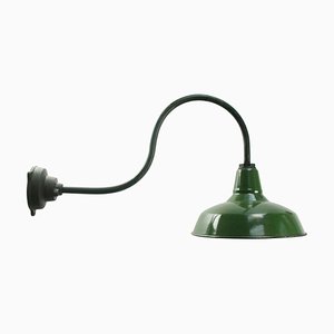 Vintage Industrial Green Enamel and Cast Iron Wall Lamp by Benjamin, USA