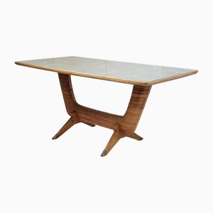 Mid-Century Italian Dining Table in Wood and Glass by Gio Ponti, 1950s