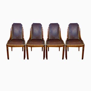 Art Deco Chairs in Walnut, 1920, Set of 4