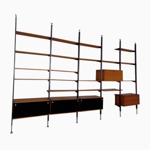 Large CSS Teak & Aluminium Wall Unit by George Nelson for Herman Miller, Usa, 1950s, 1960s, Set of 29