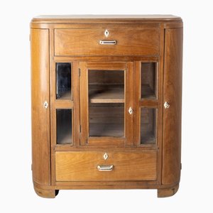 French Glass and Teak Cabinet, France, 1950