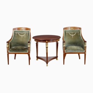 Schwedisches Art Deco Wohnzimmer Set aus Mahagoni, 1920er, 3er Set