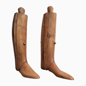 Antique Wooden Boots Trees, 1890s, Set of 2