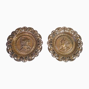 Bronze Dishes with Neoclassical Style Profiles, Set of 2