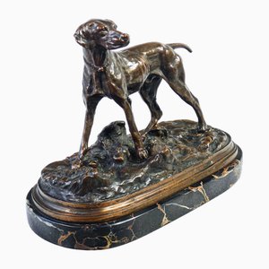 Jagdhund-Skulptur aus Bronze