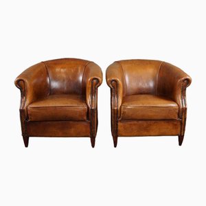 Vintage Club Chairs in Sheep Leather, Set of 2
