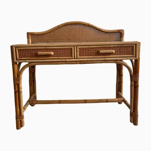 Vintage Italian Rattan and Bamboo Dressing Table, 1970s