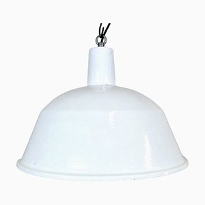 Lámpara colgante industrial de esmalte blanco de Emax, años 60